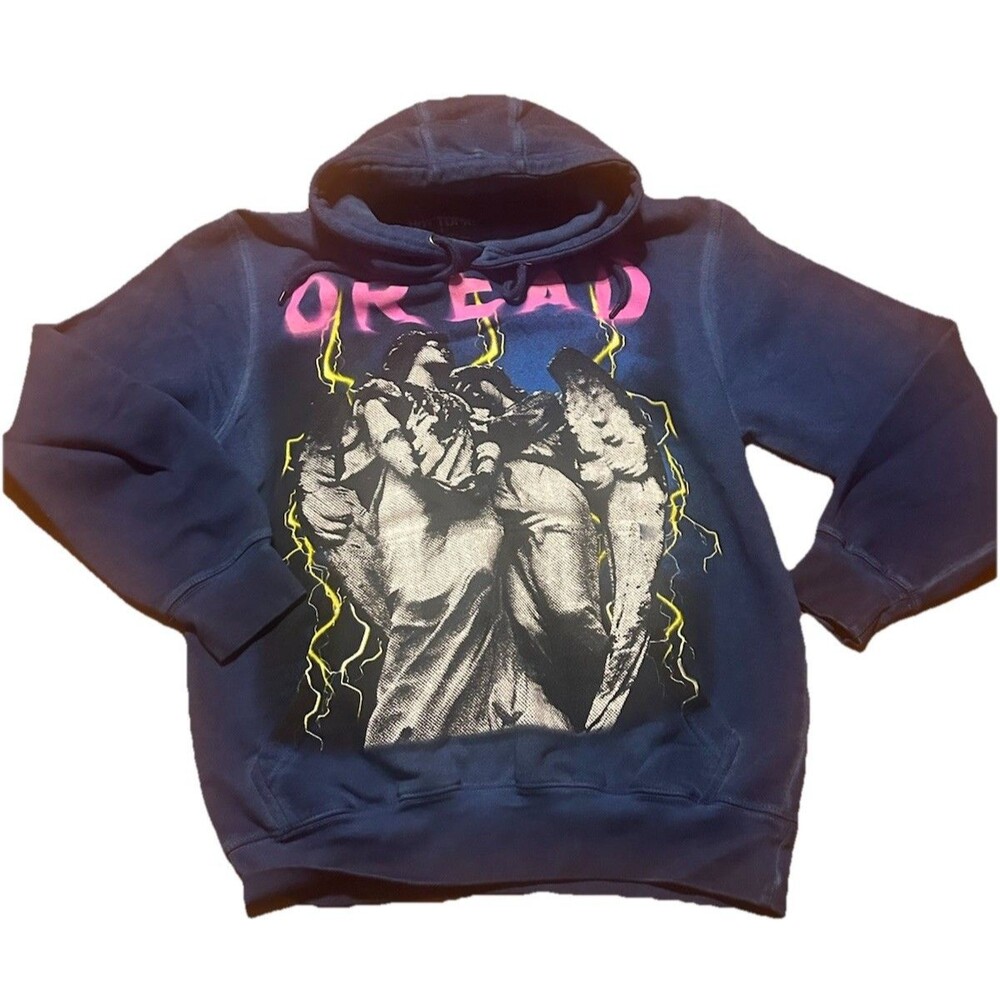 Hot Topic Dread Hoodie Size S Blue Graphic Sweatshirt Lightning Gothic